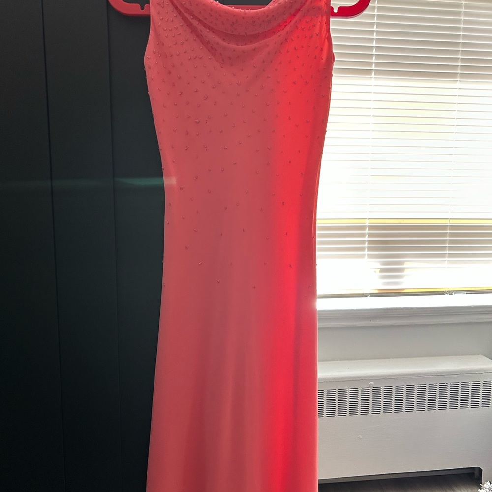 Pink Sheath Cocktail Dress with Cowl Neck